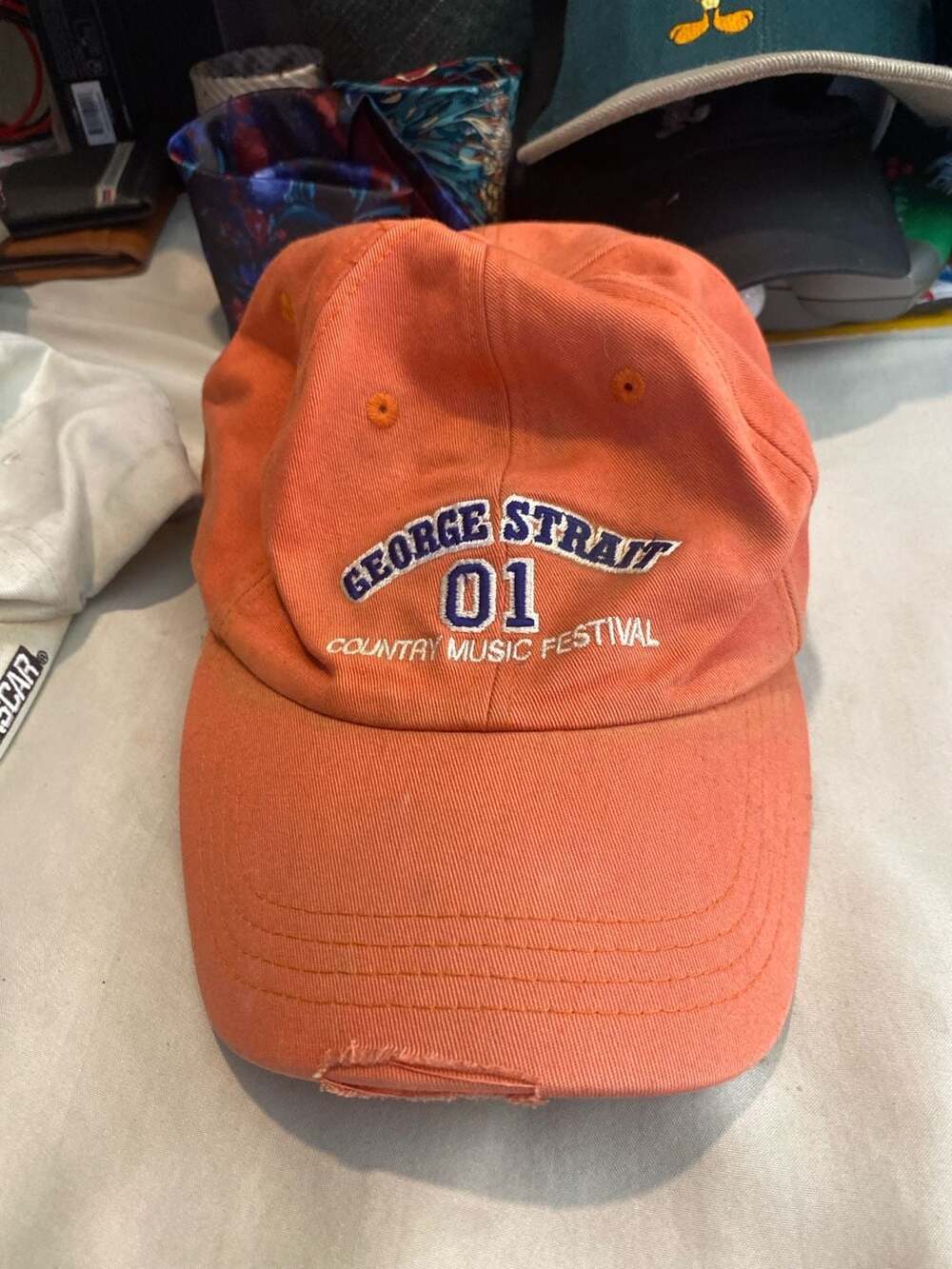 Vintage George Strait 01 Country Music Festival Orange Strapback Hat